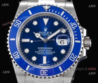 NOOB Factory V8 Version Swiss 3135 Rolex Submariner Smurf Blue Ceramic Replica Watch