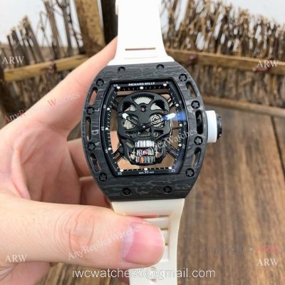 Best Quality Copy Richard Mille Rm052 CarbonWhite Watch New Skull Dial