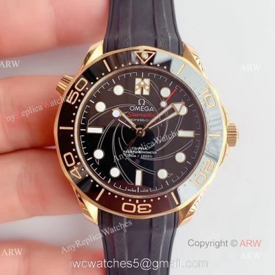 OM Factory Omega Seamaster Diver 300m 007 Limited Edition Black Rubber Strap Watch