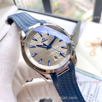 Copy Omega Aqua Terra 150M Watches SS Gray Dial Blue Markers