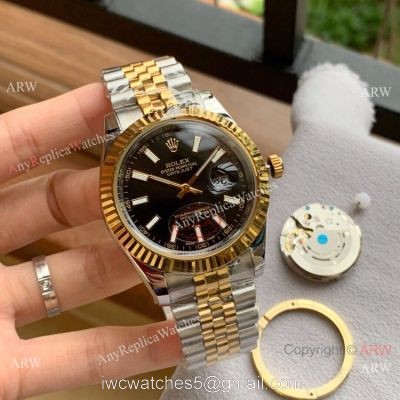 Upgraded Rolex Datejust II 41 Watch Two Tone Jubilee Black Dial