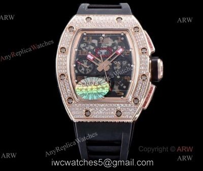 Richard Mille RM011 Rose Gold Diamonds KV Factory Replica Chronograph Watch