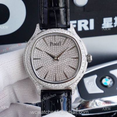 Swiss Grade Replica Piaget Diamond Watch  Piaget Black Tie Diamond Watch 42mm