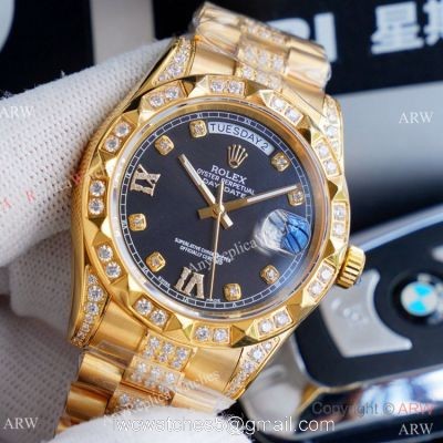 High Quality Rolex Day Date II Gold Iced Out Presidential Watches 41mm