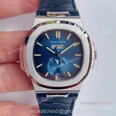 Swiss Replica Patek Philippe Nautilus Moon Phase Blue Dial Automatic Watch