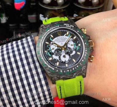 New Rolex Daytona Watch Replica  Carbon Rolex Daytona with Green Nylon Strap