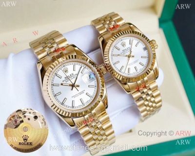 Replica Rolex Datejust Gold White Face Watches 36mm and 31mm