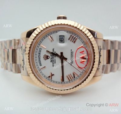 High Quality Rolex Day Date Rose Gold President White Dial Watch 40mm