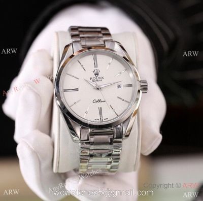 New Rolex Geneve Cellini Men Watch Stainless Steel White Dial