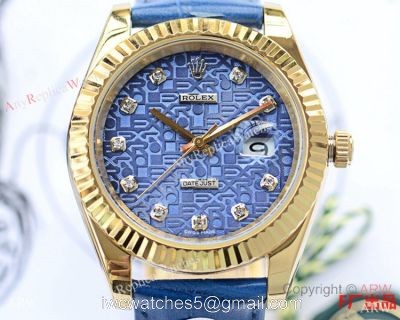 Upgraded Rolex Datejust II Copy Watches Rolex Computer Face Blue Leather Strap 41mm