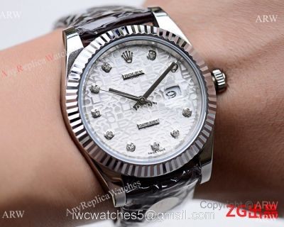 NEW UPGRADED Copy Rolex Datejust II Watch 41mm Diamond Markers Leather Strap