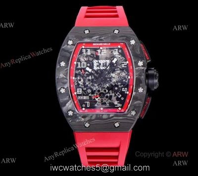 KV Factory Swiss Replica Richard Mille RM 011 Red Rubber Strap Carbon Watch