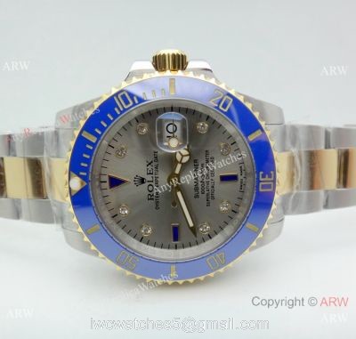 Rolex Submariner Two Tone Ceramic Bezel Gray Dial Watch Real Swiss 2836-2