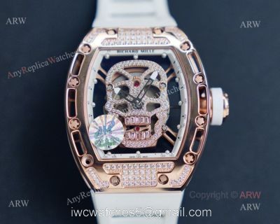 Replica Richard Mille Skull RM052 Rose Gold Diamond Watch