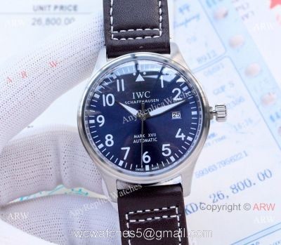 New IWC Mark XVIII Replica Watches Blue Dial Leather Strap