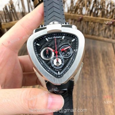 Best Replica Lamborghini Spyder Chrono Watches SS Case Black Dial