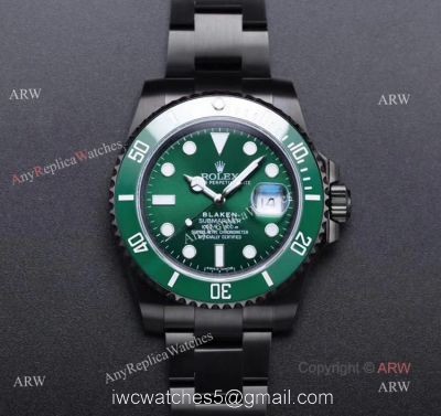V6 Factory Rolex Blaken Submariner Green Dial Knockoff Watch Swiss 3135 For Men