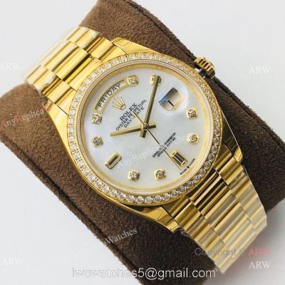 (EWF ) Gold Rolex Day Date Mother Of Pearl 36mm Swiss Replica Watches