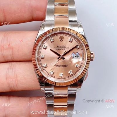 EWF Swiss 3235 Rolex Datejust 36 Watch Salmon Dial Rolex Everose Replica