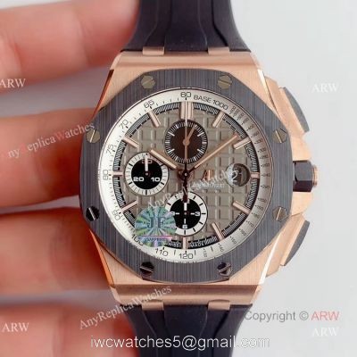 New JF Audemars Piguet Royal Oak Offshore Rose Gold Grey Dial Chronograph Replica Watch Ref 26416ro
