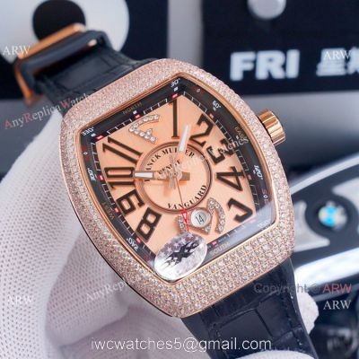 Best Replica Franck Muller Vanguard Yachting v45 Diamond Rose Gold Dial Watches