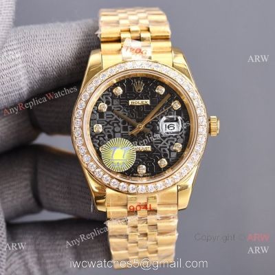 Swiss Quality Rolex Datejust II Citizen 8215 Watch Gold Jubilee Black Micro Dial 41mm