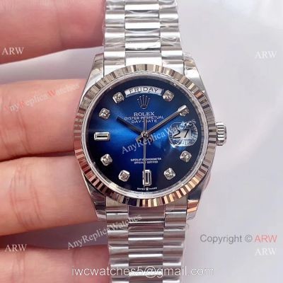 (EW)Swiss 3255 Replica Presidential Rolex Day-Date Blue Dial Watch High End Replica