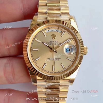 Noob Factory V3 Version  Yellow Gold Presidential Rolex 41mm Daydate Swiss Replica Watch