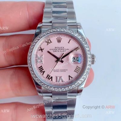 EW Factory Swiss 3235 Mens Datejust Rolex For Sale  Replica Rolex Datejust 36mm Pink Dial Watch