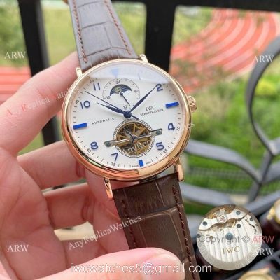 Copy IWC Portuguese Tourbillon Moonphase Rose Gold Watches