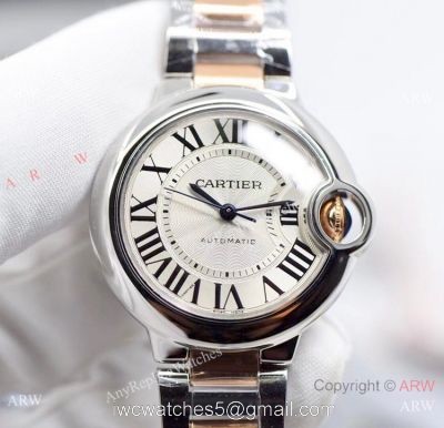 V6 Factory Swiss Cartier Ballon Bleu Two Tone Rose Gold Watch 33mm