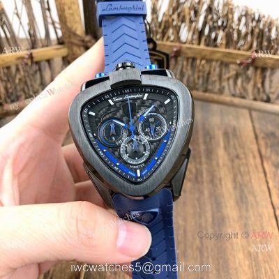 New Replica Lamborghini Spyder Chrono Watches Blue Rubber Strap