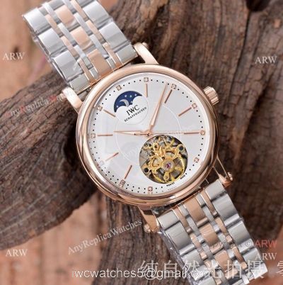 Copy IWC Schaffhausen Tourbillon Moon 2Tone Rose Gold Watches 42mm Low Price
