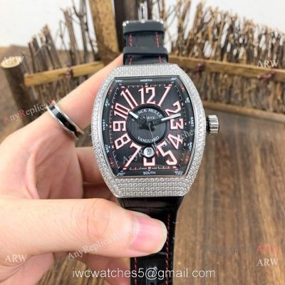 Clone Franck Muller Vanguard Classical Stainless Steel Diamond Watch 54mm