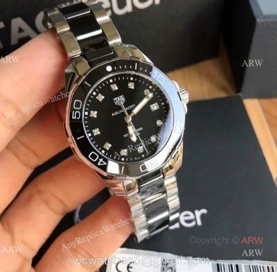 Swiss Grade Replica Tag Heuer Aquaracer 2020 Black Dial Ceramic Diamonds Watch