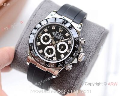 Copy Rolex Daytona Rubber Strap Diamond Markers Watch 40mm