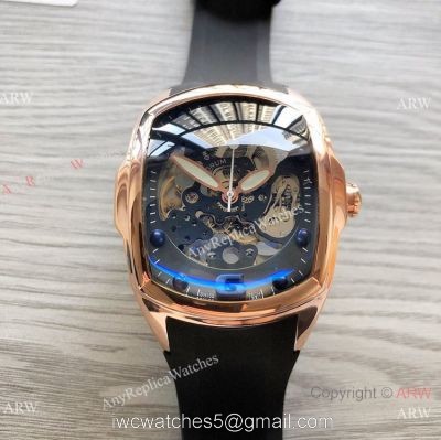 New Corum Skeleton Bubble 42MM Rose Gold Rubber Strap Corum Watch