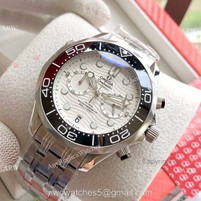 Copy Omega Seamaster 300M Chronograph Watch Stainless Steel White Dial