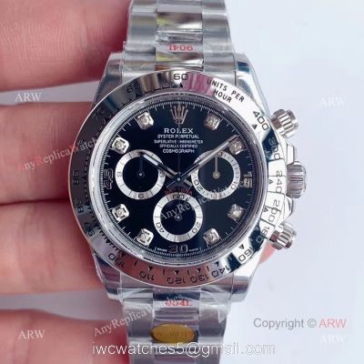 New Dial-Noob Factory Rolex Daytona Stainless Steel Black Dial Automatic Swiss Copy Watch