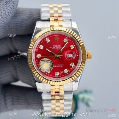 Swiss Quality Rolex Datejust ii 41mm Cherry red Dial Diamond Markers Jubilee Watch