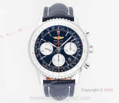 BLS Factory New Replica Breitling Navitimer B01 43mm Blue Dial Chronograph Watch