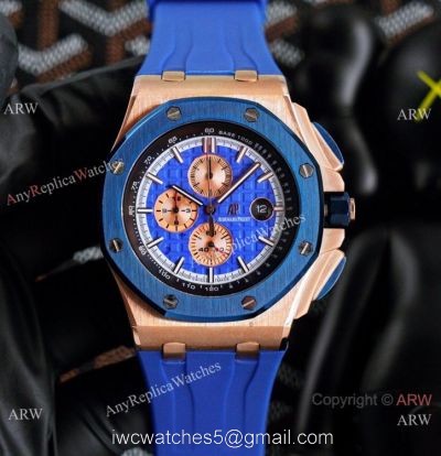 Fake Audemars Piguet Royal Oak Offshore Chrono Watches Rose Gold and Blue