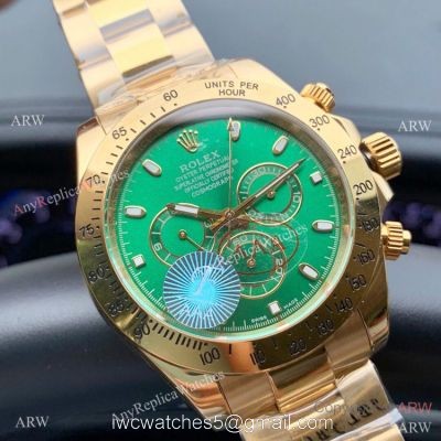 Fake Rolex Cosmograph Daytona Green Yellow Gold Watch 43mm