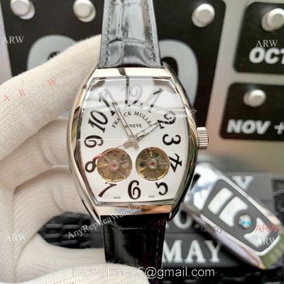 Best Copy Franck Muller Cintree Curvex Double Flying Tourbillon Watches SS White Dial