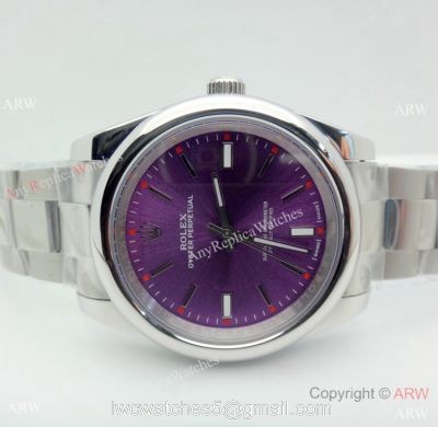 Copy Rolex Oyster Perpetual Purple Dial Stainless Steel Watch 39MM
