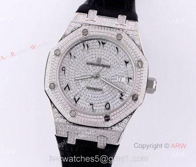 Swiss Replica Audemars Piguet Royal Oak Diamonds With Arabic Dial Automatic Watch For Men