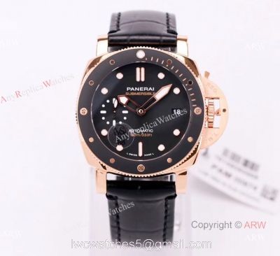 New VS Factory Panerai Submersible 42mm PAM00974 Rose Gold Black Ceramic Swiss Replica Watch