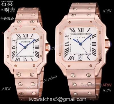 New Replica Cartier Santos de Cartier Lover Watch Rose Gold Quartz