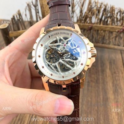 New Replica Roger Dubuis Excalibur Skeleton Watch Rose Gold Case