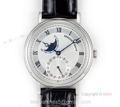 Replica Breguet Classique Moonphase Watch 40mm  Breguet Black Leather Strap